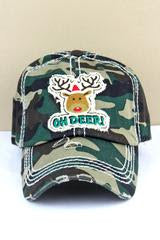 Distressed Camo 'Oh Deer!' Rudolph Cap