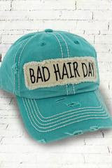 Distressed Teal 'Bad Hair Day' Cap