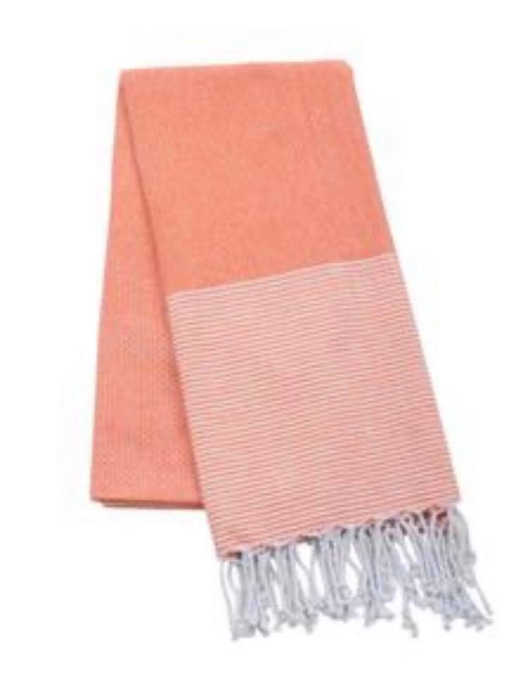Orange Striped Turkish Towel