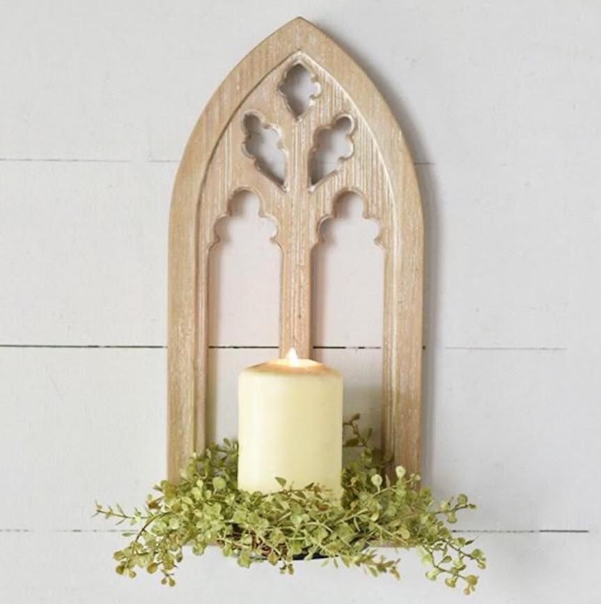 Wooden Chapel Candle Holder